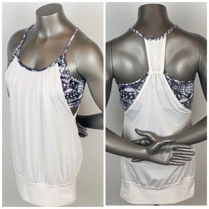 Lululemon White Black Glacier Lace No Limits Tank